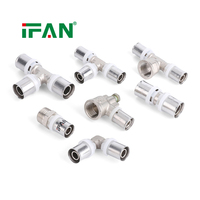 IFAN Raccords de Pression en Laiton de Haute Qualité pour Tuyaux PEX : Coude, Té, Raccord de Couplage pour Conduites d'Eau PEX