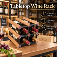 Porte-bouteilles de luxe Minghou en bois avec cadre en fer, présentoir à bouteilles, en stock, expédition en 7 jours, pour hôtel, suite, club, salon, restaurant