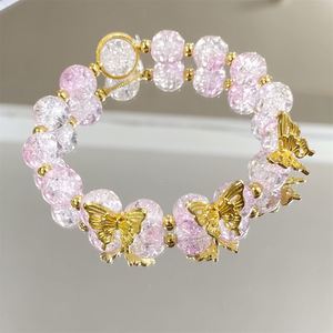 Pulsera de Cuentas de Cristal Roto INS Fantasy Popcorn con Dije de Mariposa, Color Degradado, para Niñas y Mujeres, Pulseras de la Amistad, Regalo de Joyería - Product Image 4