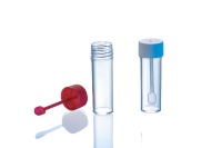 Contenedor de muestra de taburete de orina desechable de 25ml con cuchara Contenedor de taburete con pegatina
