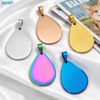 Placas de Identificación para Mascotas en Forma de Lágrima Doradas para Grabado Láser, Etiquetas de Acero Inoxidable Plateadas Ovaladas para Identificación de Mascotas, Placas con Nombre en Forma de Pera en Stock