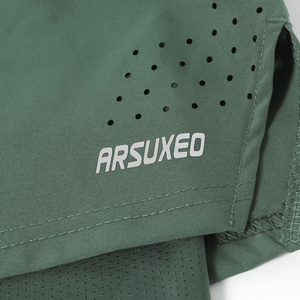 Pantalones cortos para correr 2 en 1 para hombre Pantalones cortos atléticos de cintura alta Pantalones cortos deportivos de entrenamiento - Product Image 4