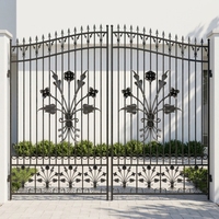 Portes d'allée en fer forgé noir sécurité fer clôture principale porte conception acier jardin porte d'entrée cour
