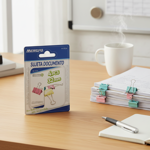 Mengfu colorato 32mm raccoglitore clip 4 pz Pack acciaio e PP morsetto con magnete per uso ufficio e scuola - Product Image 3