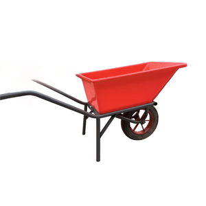 Durable Steel &amp; Plastic Wheelbarrow with Solid Tire Heavy-Load <strong>Cart</strong> for Warehouse <strong>Cargo</strong> Handling - Product Image 3