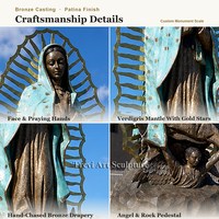 Statue de Notre-Dame de Guadalupe en Bronze de 170 cm, Patine Verte, Sculpture de la Vierge Marie en Cuivre, Monument d'extérieur pour Église Catholique, Vente en Gros