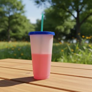 Taza mágica de sublimación con gradiente de temperatura de color, vaso que cambia de Color con tapa y paja, PP - Product Image 2