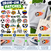 Lot de patchs de football en gros : ballon de football, filet de but, trophée, couronne, flamme – Appliques brodées à thermocoller pour décoration DIY