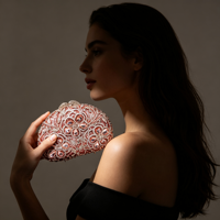 Pochette de soirée rose ornée de fleurs en strass, sac à main ovale en cristal et diamant, sac à main pour femme pour mariage ou soirée avec chaîne dorée