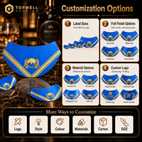 Étiquettes LED personnalisées en feuille d'aluminium dorée scintillante, autocollant imperméable, étiquette personnalisée pour bouteille de vin ou de bière