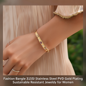 Bracelet tendance en acier inoxydable 316L plaqué or PVD, bijoux durables et résistants pour femmes - Product Image 3