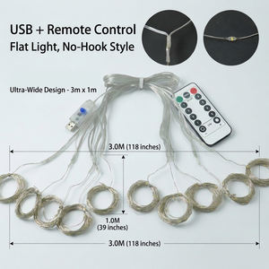 USB Güçlü Bakır Tel Perde Işıkları Uzaktan Kumandalı Kısılabilir Zamanlayıcılı İç Mekan Tatil Dekorasyonu - Product Image 6