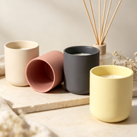 Vase à bougie en céramique mate minimaliste, pot à bougie vide, récipient rond moderne pour bougies parfumées en cire de soja, décoration intérieure, cadeau, vente en gros