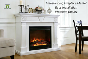 <span class=keywords><strong>Chimenea</strong></span> Moderna de Estilo Vintage con Repisa de Madera, Estilo Americano y Australiano, Independiente, Fácil Instalación - Product Image 2