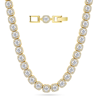 Collier Tennis Plaqué Or 14 carats, Serti de Zircons Cubiques Scintillants en Grappe Carrée, Bijoux Hip-hop, Chaînes Tennis pour Hommes et Femmes