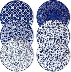 Platos de Cerámica Personalizados, Platos Grandes Vintage para Cocina, Platos de Porcelana Azules y Blancos, Aptos para Microondas, Horno y Lavavajillas - Product Image 1
