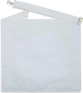 Tablier maçonnique avec compas carré brodé argenté, couleur blanche, accessoire formel à vendre, qualité supérieure, pour Maître de Loge Maçonnique - Product Image 3