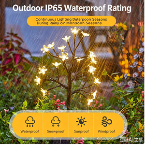 Luces Solares con Forma de Rama de Flor de Cerezo, Lámpara de Jardín Elegante e Impermeable para Exteriores, Luces Decorativas Ambientales para Patio - Product Image 2