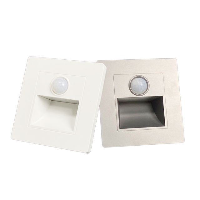 Modern AC220V Interior LED Staircase Lighting Square Wall Lamp with Auto Body Motion Sensor Step Light for Corridor & Footlight