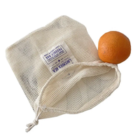 Produit réutilisable en coton biologique Sac en filet pour fruits et légumes Sac en filet écologique Sac à provisions réutilisable
