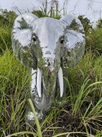 Sculpture d'éléphant boule disco en mosaïque de verre argenté, statue boule miroir pour la décoration de la maison, du jardin et des espaces commerciaux