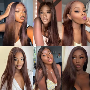100% brésilien # 4 paquets de cheveux humains blonds lisses, extensions naturelles ondulées brutes avec perruque brun chocolat, super offres sur les tissages - Product Image 6