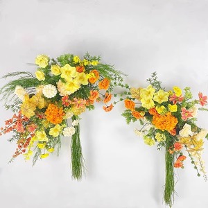 Décorations de mariage <span class=keywords><strong>orange</strong></span>, jaunes et champagne avec fleurs artificielles, arrangements floraux, décorations pour fêtes d'anniversaire - Product Image 2