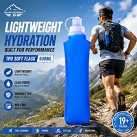 Gourde d'hydratation souple pliable en silicone TPU robuste, étanche, personnalisable OEM, sans empreinte, pour marathon et course
