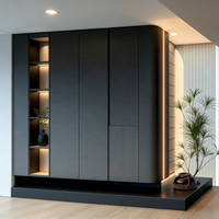 Meuble à chaussures en bois massif noir, moderne et luxueux, personnalisé, pour entrée de villa, avec montage facile, pour salon et salle à manger, rangement et présentation