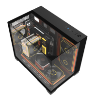 Boîtier PC de bureau Mid Tower avec panneau latéral en verre LCD blanc, cabinet CPU, refroidissement ATX, boîtier d'ordinateur de jeu