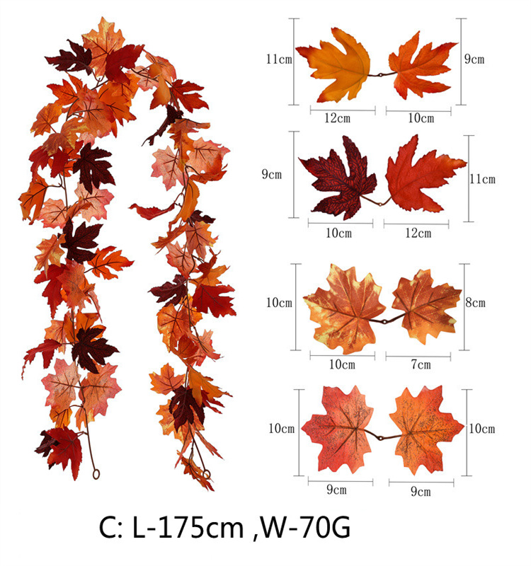 Artificial Autumn Fall Maple Leaves Garland  for Thanksgiving  Home Decoration