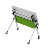 Table de conférence en métal de style moderne pour bureau, école, salle de classe, atelier, bureau d'étude pliable avec roulettes pour salles de réunion
