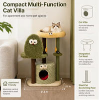 Monster Series Villa pour chat intégrée moderne 4 niveaux 85 cm Écologique Multifonctionnelle Griffoir pour chat Corde en sisal Peluche