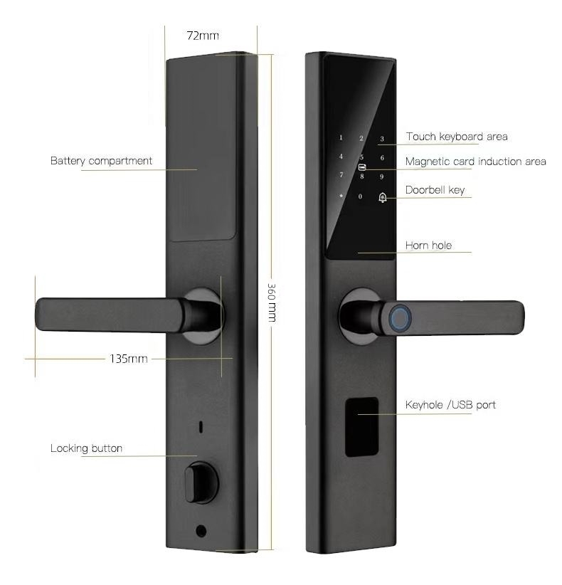 Enrique Tuya Smart Lock with Memory Card for Wood Door-Wi-Fi APP Fingerprint Unlock Digital Keyless Door Lock · image 5