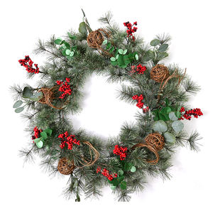 Popular Customized Holiday Wall Party Decorations <b>Xmas</b> <b>Wreath</b> 30inch Berry Pine Cone <b>Wreath</b> - Product Image 2