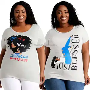 dichiarazione delle camice delle ragazze Suppliers-J & H moda 4XL alla moda delle donne dei vestiti più di formato t-shirt scollo graphic tees donne sexi americano di moda camicia di stampa