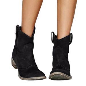 Botas de Ante Retro Otoño-Invierno 2025, Modelo Nuevo para Exportación, Tallas Grandes 40-43, Cierre Deslizante, Diseño Sólido, Punta Corta - Product Image 5