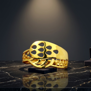 Geometric Yellow <b>Gold</b> Rhodium Plated <b>Vintage</b> Style Wedding Anniversary Everyday Wear Unisex Fine Jewelry <b>Ring</b> - Product Image 3