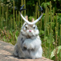 Décoration de Pâques Lapin en fourrure véritable, décorations de Noël, lapins Jackalope