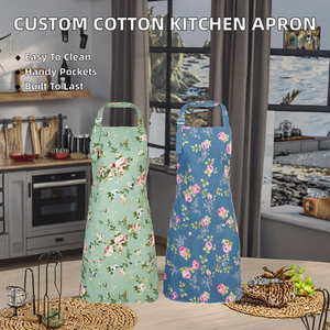ผ้ากันเปื้อนครัวผ้าแคนวาสคอตตอน 100% ดีไซน์สวยงาม พิมพ์ลายฉลากตามสั่ง เป็นมิตรกับสิ่งแวดล้อม คลาสสิก ทันสมัย แบบไม่มีแขน สำหรับเชฟ - Product Image 2