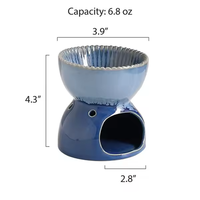 Décoration d'intérieur pour la maison Bougeoir en céramique de poisson bleu portable Brûleur d'huile essentielle d'aromathérapie Bougeoir Brûleur de cire fondue