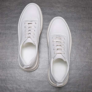 High Quality New Autumn Fashion Sports Trainers Plain Lace up White Leather Sneakers <b>Shoes</b> Casual for <b>Men</b> Leather White <b>Shoes</b> - Product Image 4