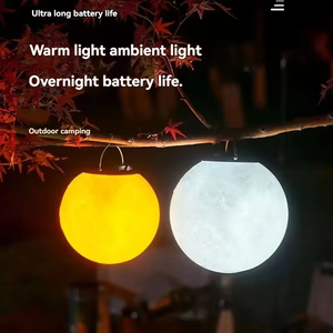 USB Rechargeable ABS <b>Battery</b> LED 3D Moon Modern Portable Camping <b>Lamp</b> Outdoor Warm White Dimmable Night Light Tent/Garden/Hiking - Product Image 1