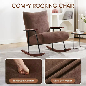 Sillón Reclinable Moderno para Interiores, con Reposabrazos de Madera Maciza, Patas de Metal y Tapicería, para Sala de Estar o Dormitorio - Product Image 3