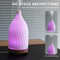 Diffuseur d'aromathérapie en céramique, humidificateur ultrasonique silencieux pour la maison, minuterie, éclairage ambiant 7 couleurs, huile essentielle