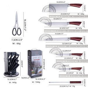 7PCS đa chức năng lớp phủ đá cẩm thạch Chất lượng cao Bộ Quà Tặng bằng thép không gỉ đầu bếp dao công cụ thiết lập - Product Image 3