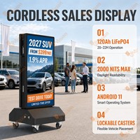 Affichage numérique extérieur portable étanche IP65 à double écran, écran IPS 2000 nits, batterie 120 Ah, Android 14