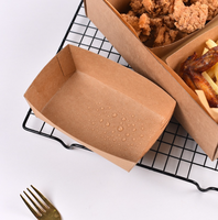 Barquette jetable en papier kraft, qualité alimentaire, pour frites, poulet frit, emballage à emporter