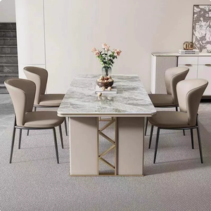 Chaises de salle à manger rembourrées de style nordique, luxe, hauteur réglable, pieds en métal, utilisation moderne pour hôtel et appartement, minimaliste - Product Image 4