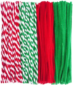 400 Pieces Christmas pipe Cleaners Craft Pipe Cleaners Glitter Chenille  Stems Creative Arts Chenille Stems for DIY Craft Christmas Decoration, 12  Inches (Red, Gold, Silver, Green) 